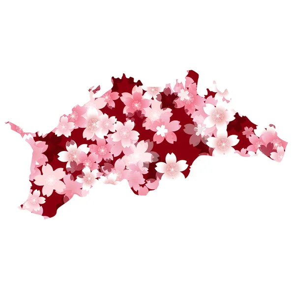 Kagawa　spring cherry blossoms — Stok Vektör